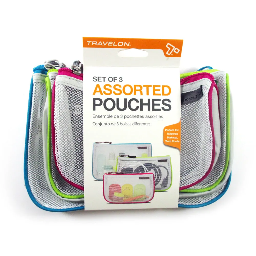 3 Pc Travelon Pouches Set Travel Tech Cords Accessories Portable Cables Chargers