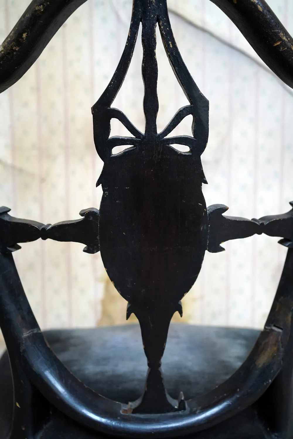 A George III Period Black Painted Open Armchair c.1780