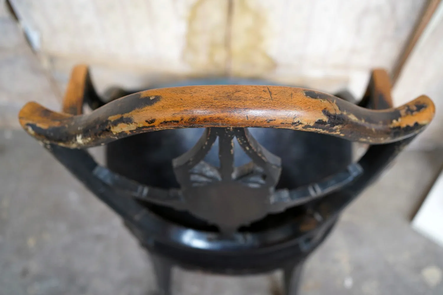 A George III Period Black Painted Open Armchair c.1780