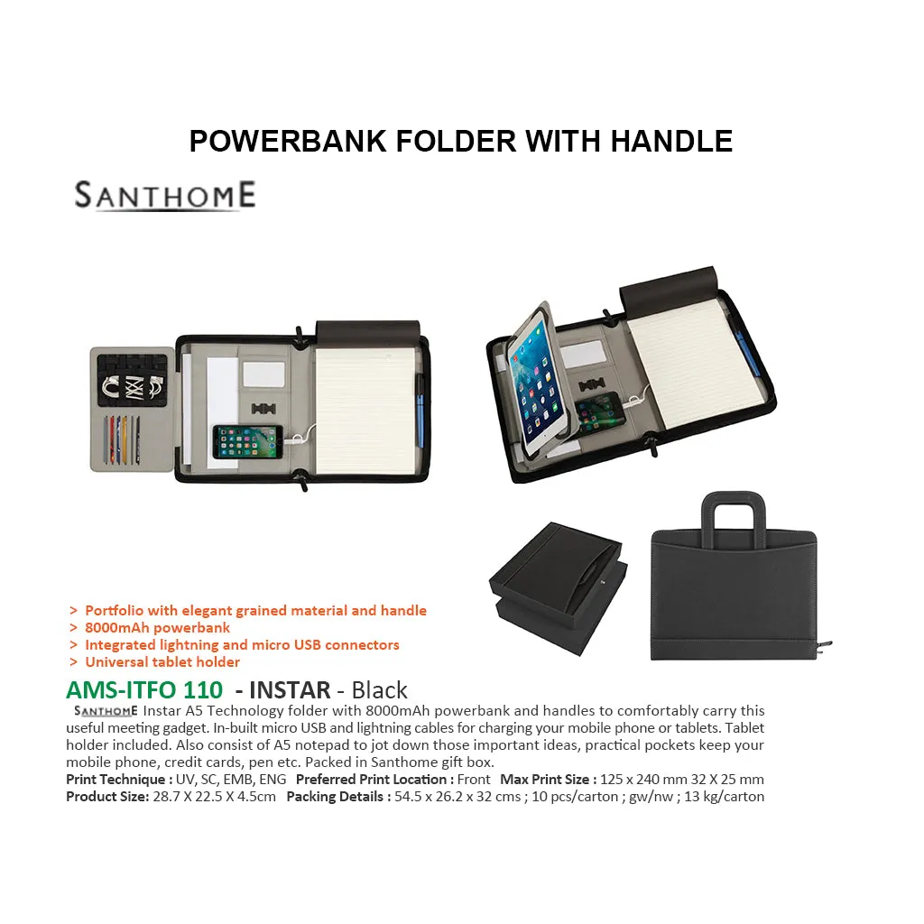 AMS-ITFO 110 Instar  - 8000mah Powerbank Folder with Handle (Black)