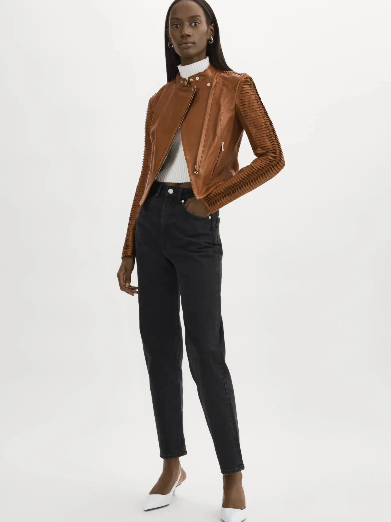 Azra Striped Jacket- Luggage