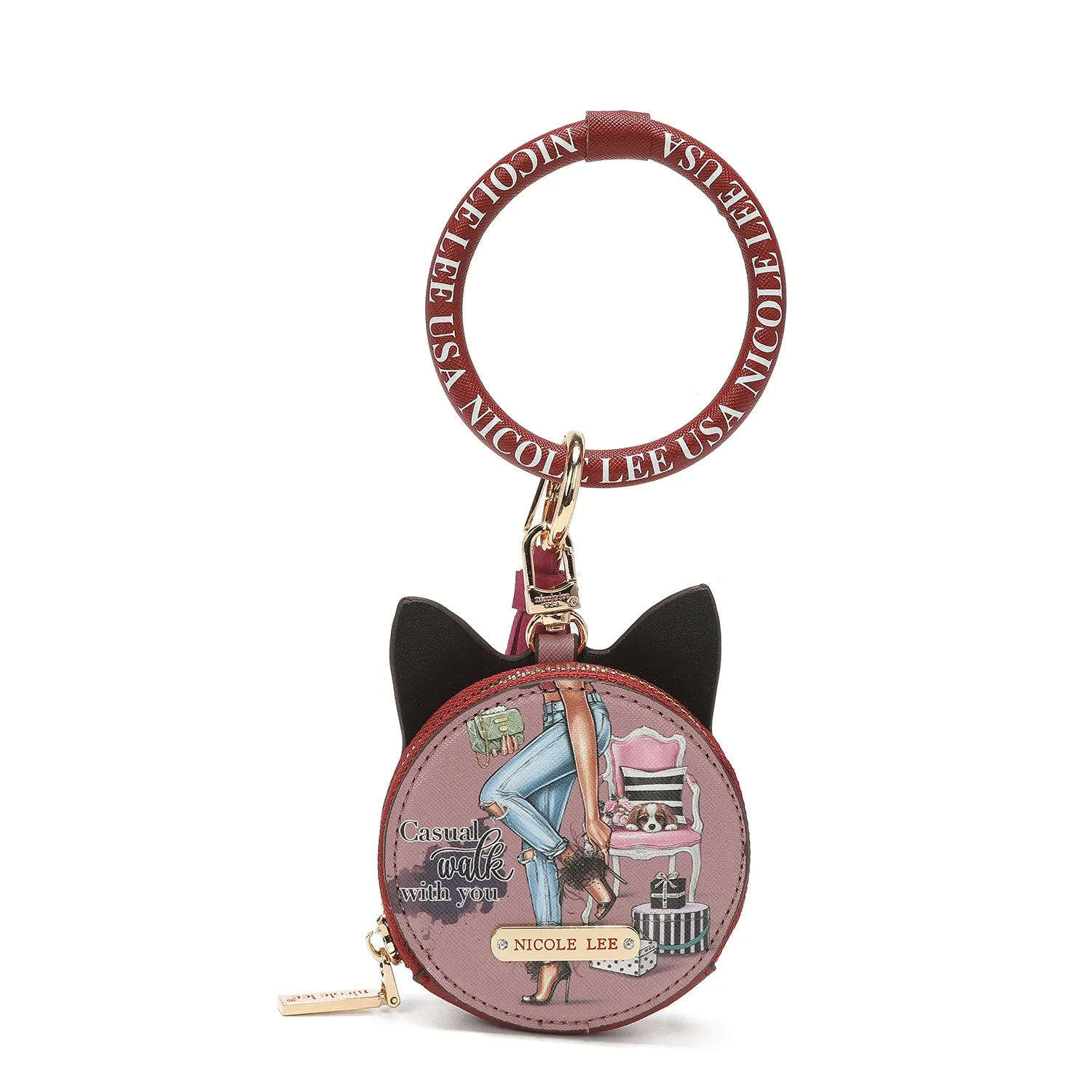 CAT COIN PURSE WRISTLET KEYCHAIN