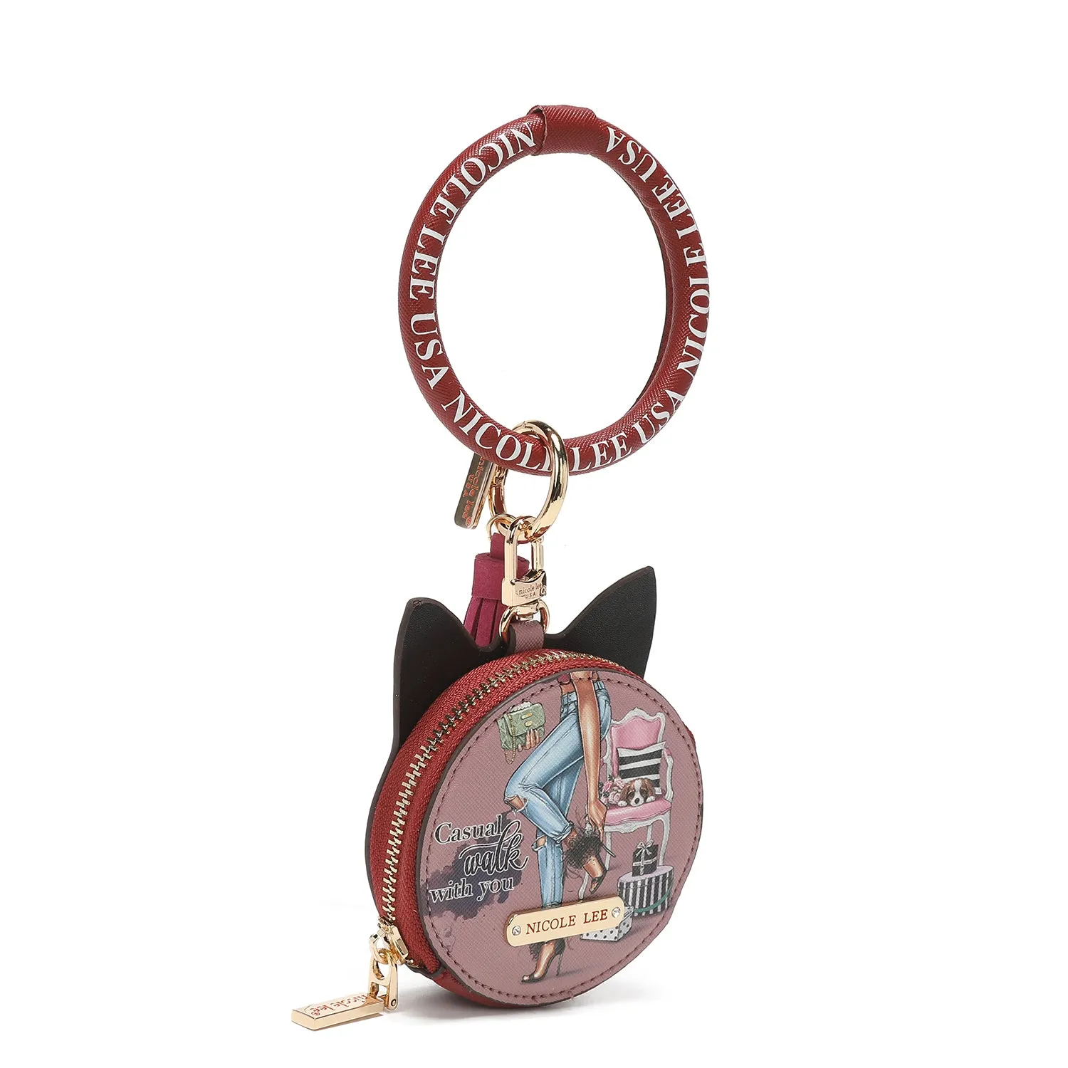 CAT COIN PURSE WRISTLET KEYCHAIN
