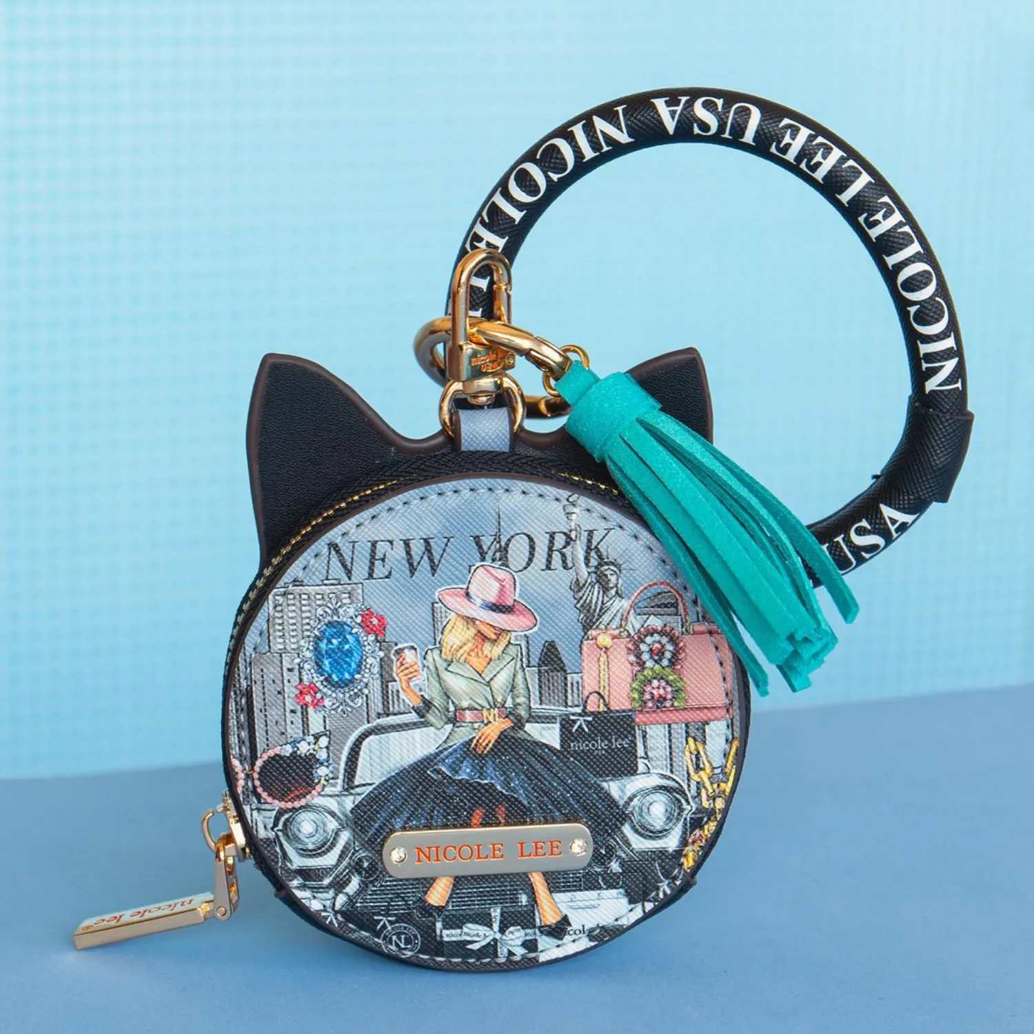 CAT COIN PURSE WRISTLET KEYCHAIN