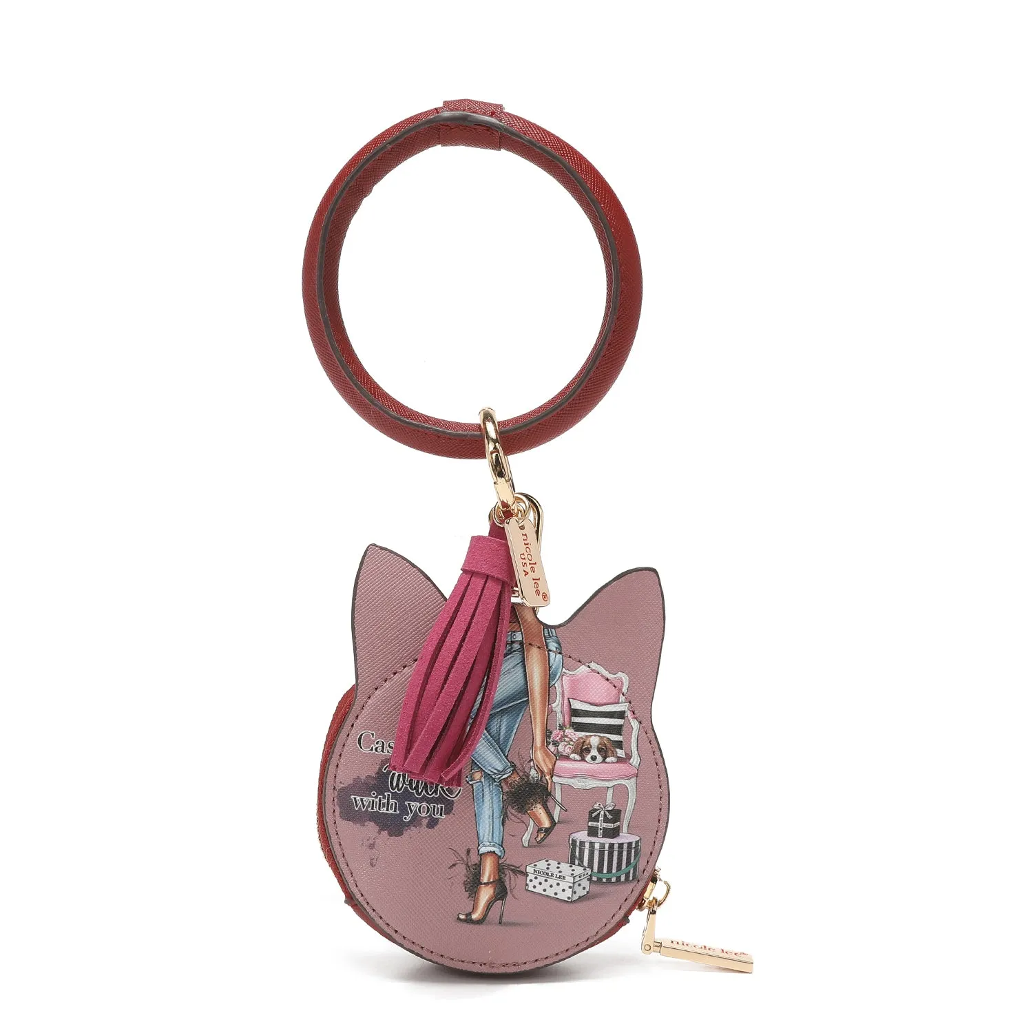 CAT COIN PURSE WRISTLET KEYCHAIN