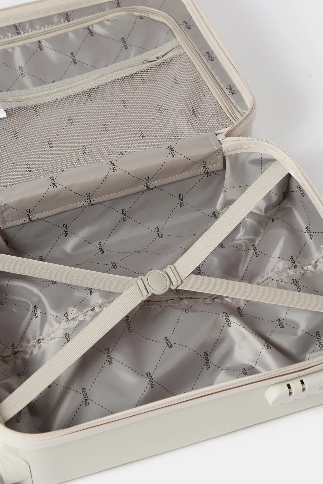 Cream Textured Trolley Luggage (28 Inch)