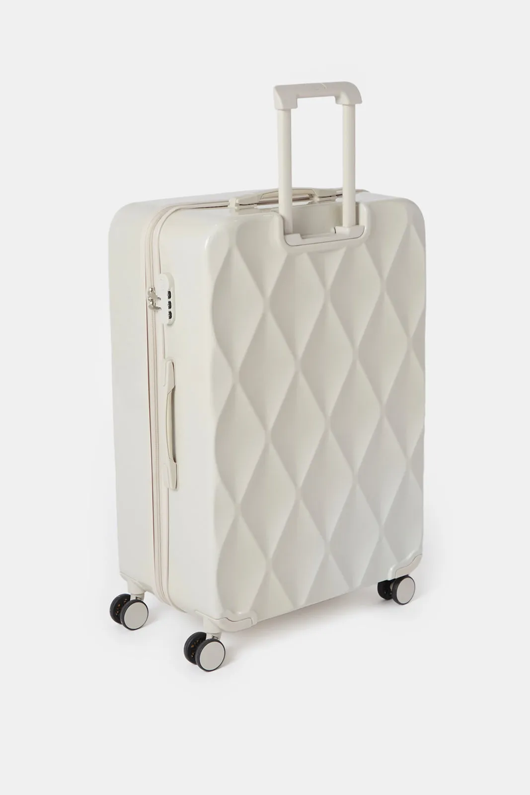 Cream Textured Trolley Luggage (28 Inch)