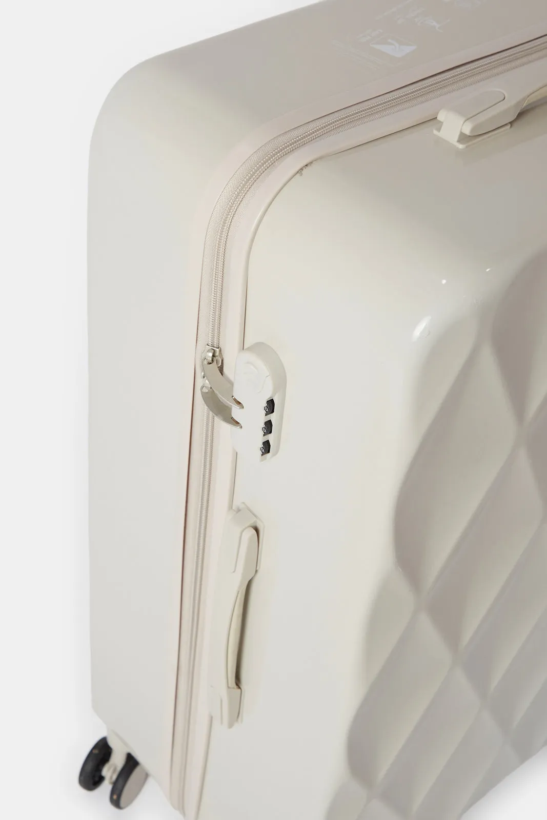 Cream Textured Trolley Luggage (28 Inch)