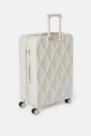 Cream Textured Trolley Luggage (28 Inch)