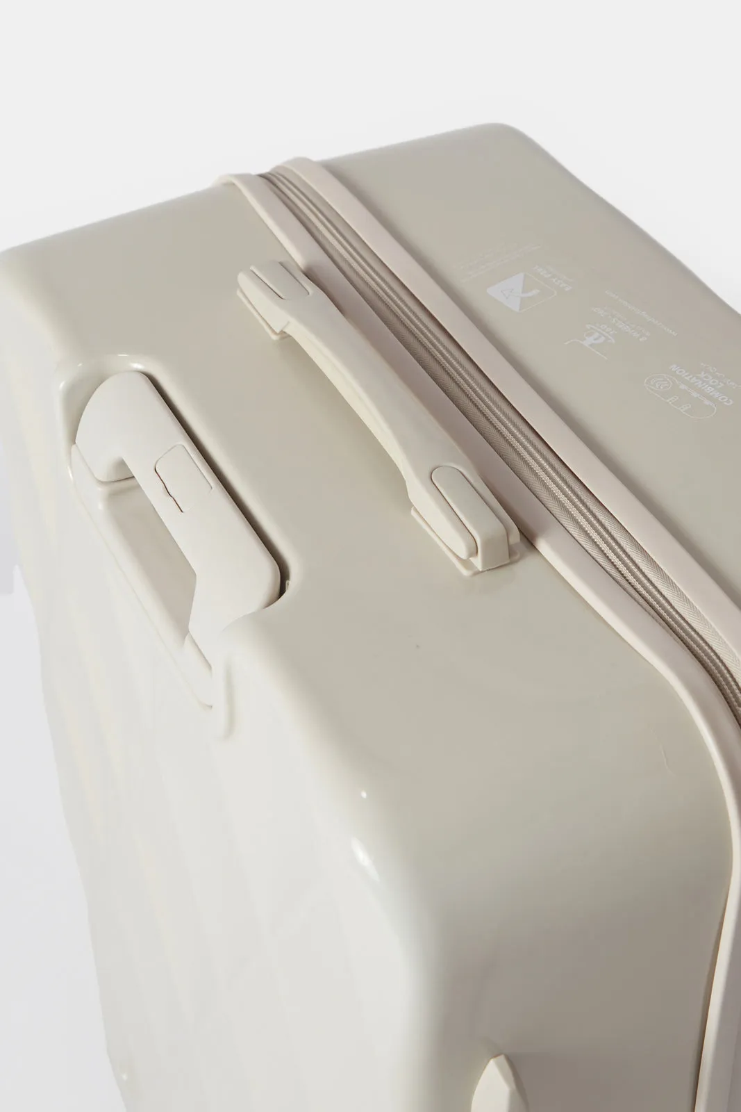 Cream Textured Trolley Luggage (28 Inch)