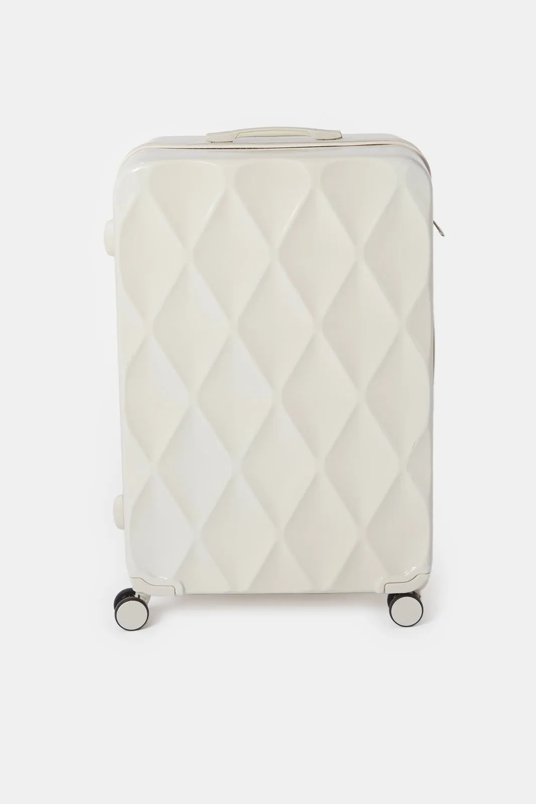 Cream Textured Trolley Luggage (28 Inch)