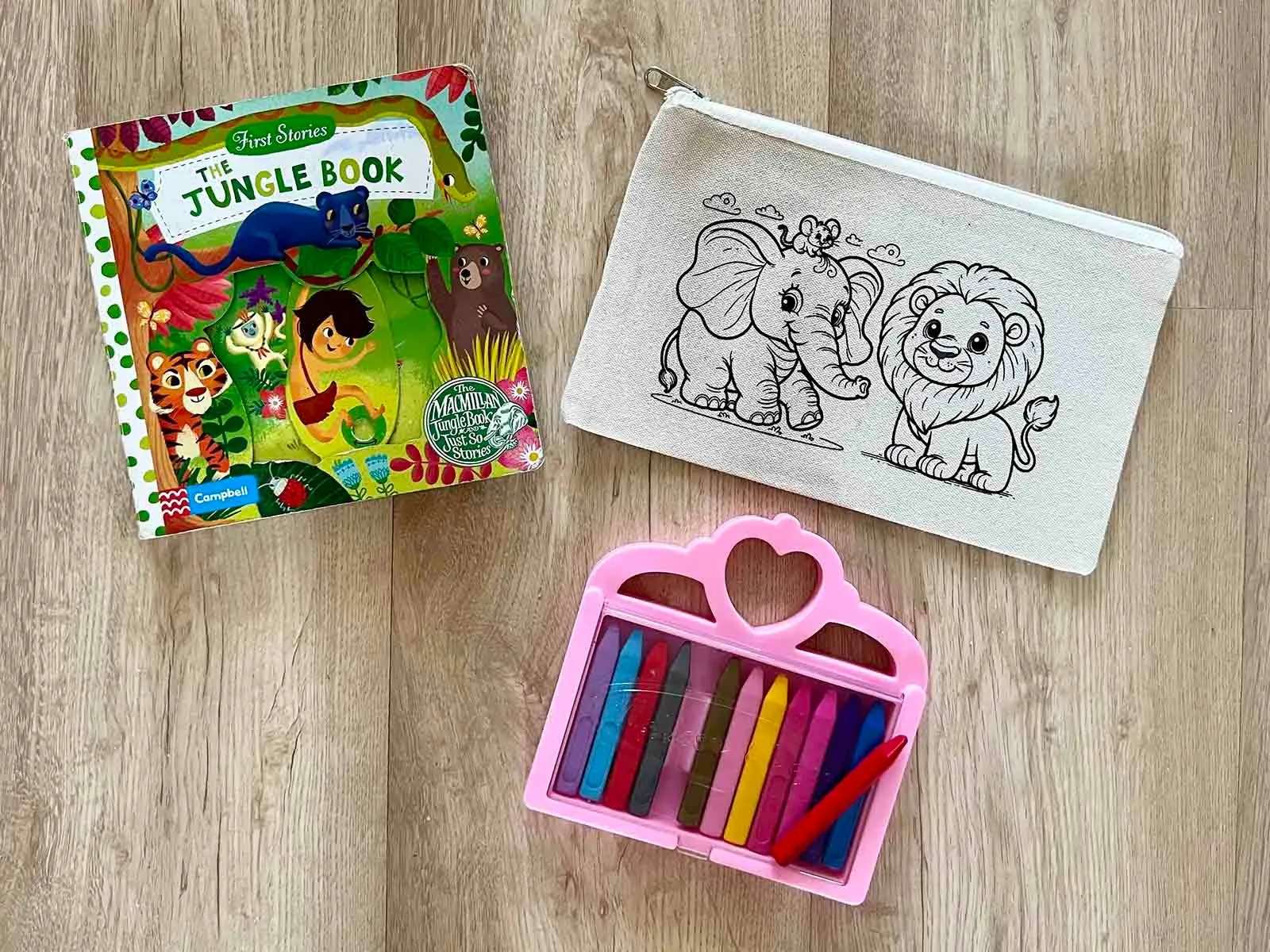 DIY Colouring Elephant and Lion Pouch