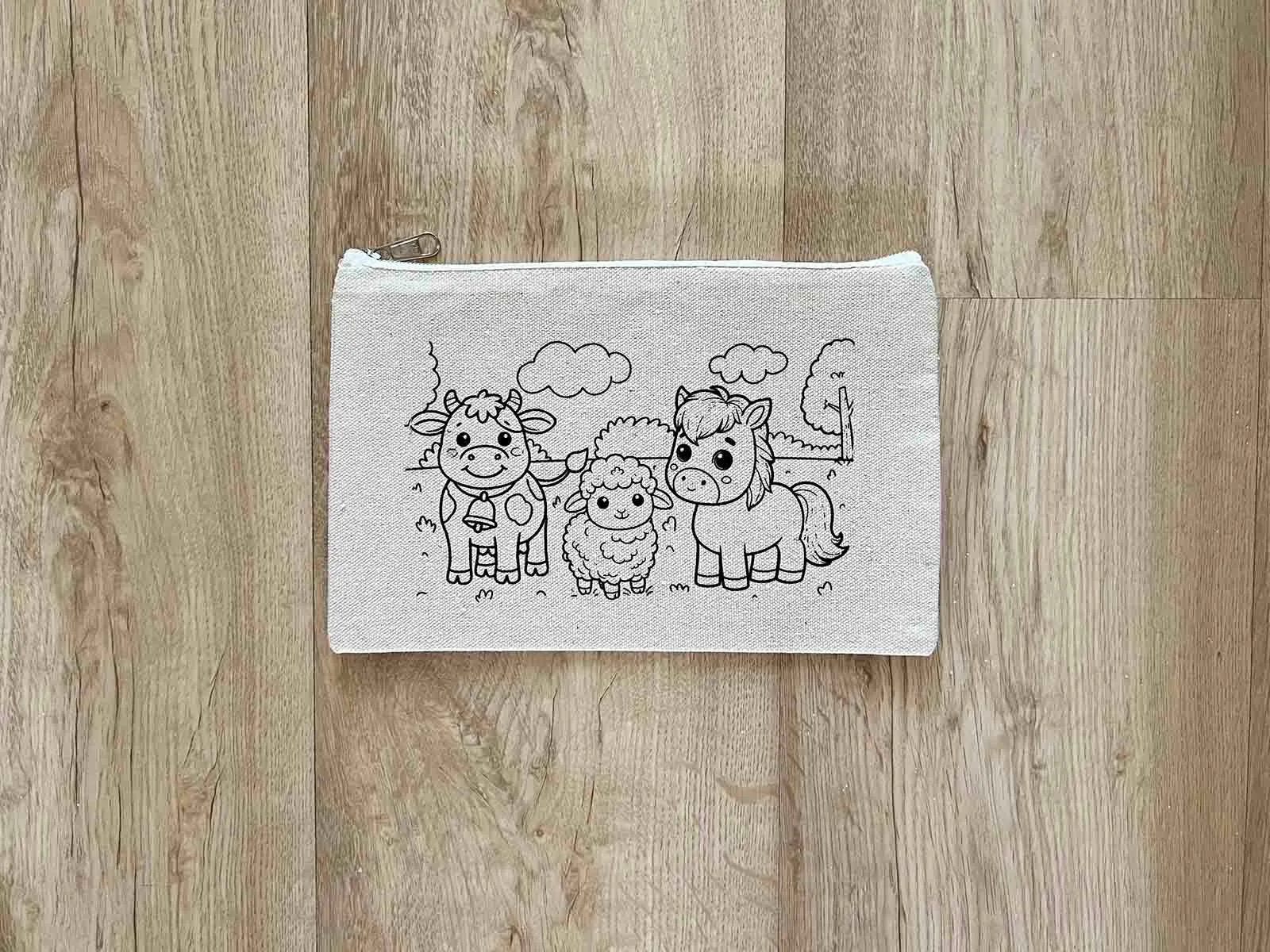 DIY Colouring Farm Animals Pouch