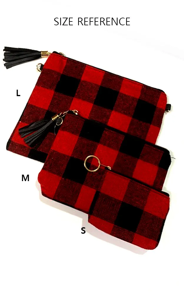 EABG9371 Red Tartan Crossbody Clutch Bag