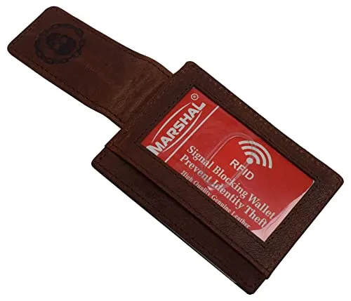 Genuine Leather Front Pocket Magnetic Money Clip Wallet Skull Chain Logo with Strong Magnet