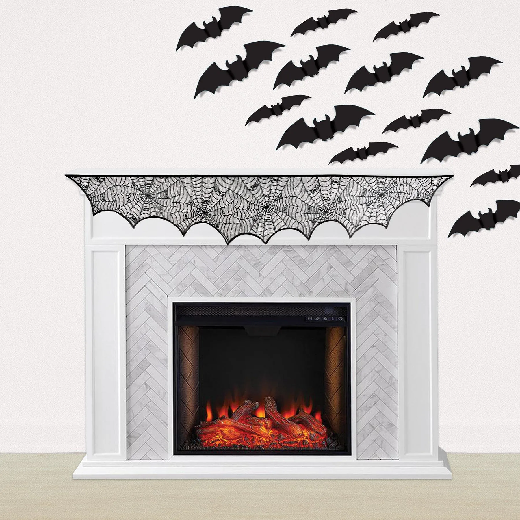 Halloween Spider Web Mantel Scarf (12 Packages)