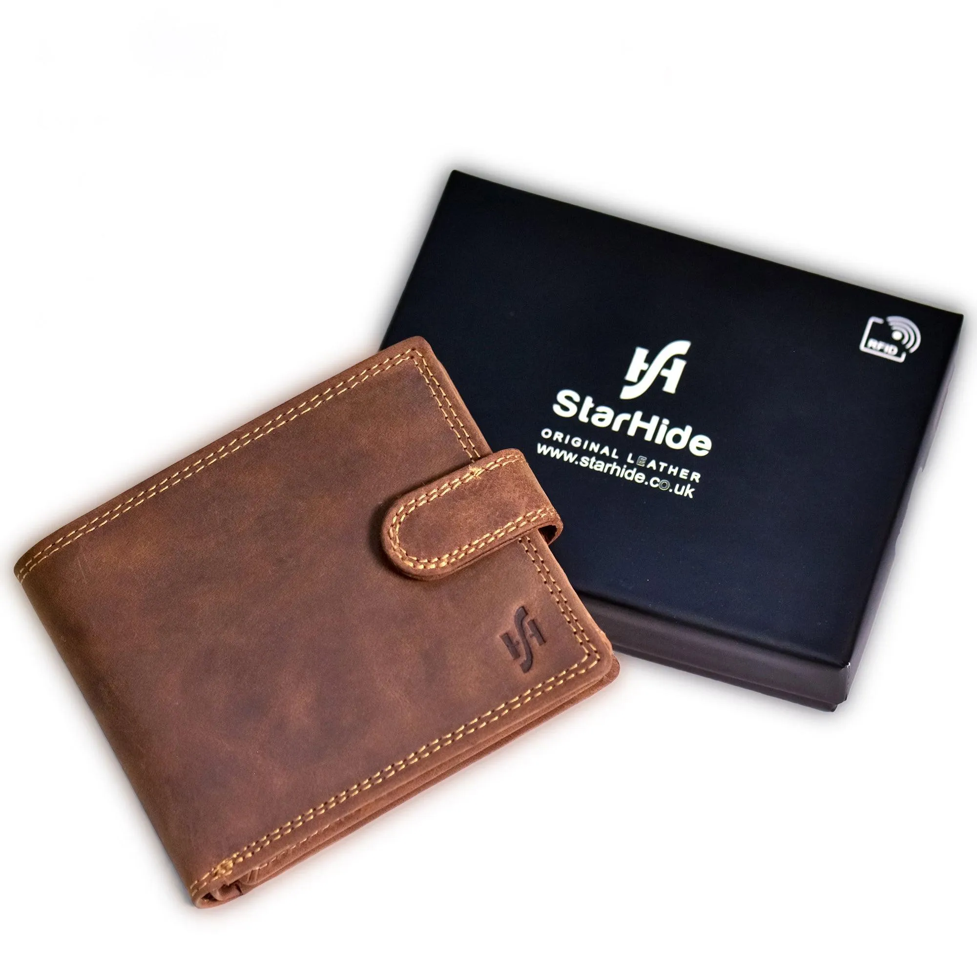 Handmade Wallets for Men UK | Genuine Distressed Hunter Leather | RFID Blocking Notecase Wallet | Coins and Id Card Holder | 710 Brown