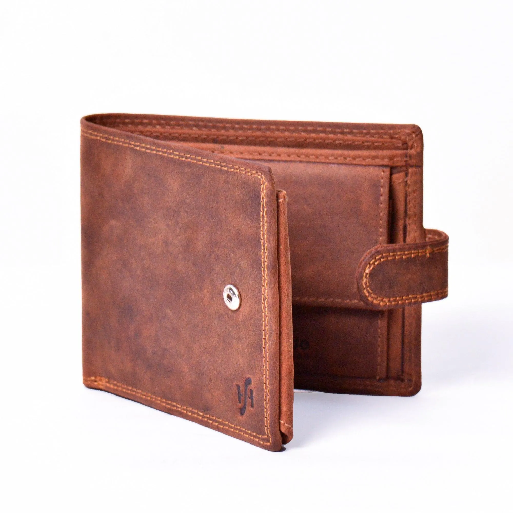 Handmade Wallets for Men UK | Genuine Distressed Hunter Leather | RFID Blocking Notecase Wallet | Coins and Id Card Holder | 710 Brown