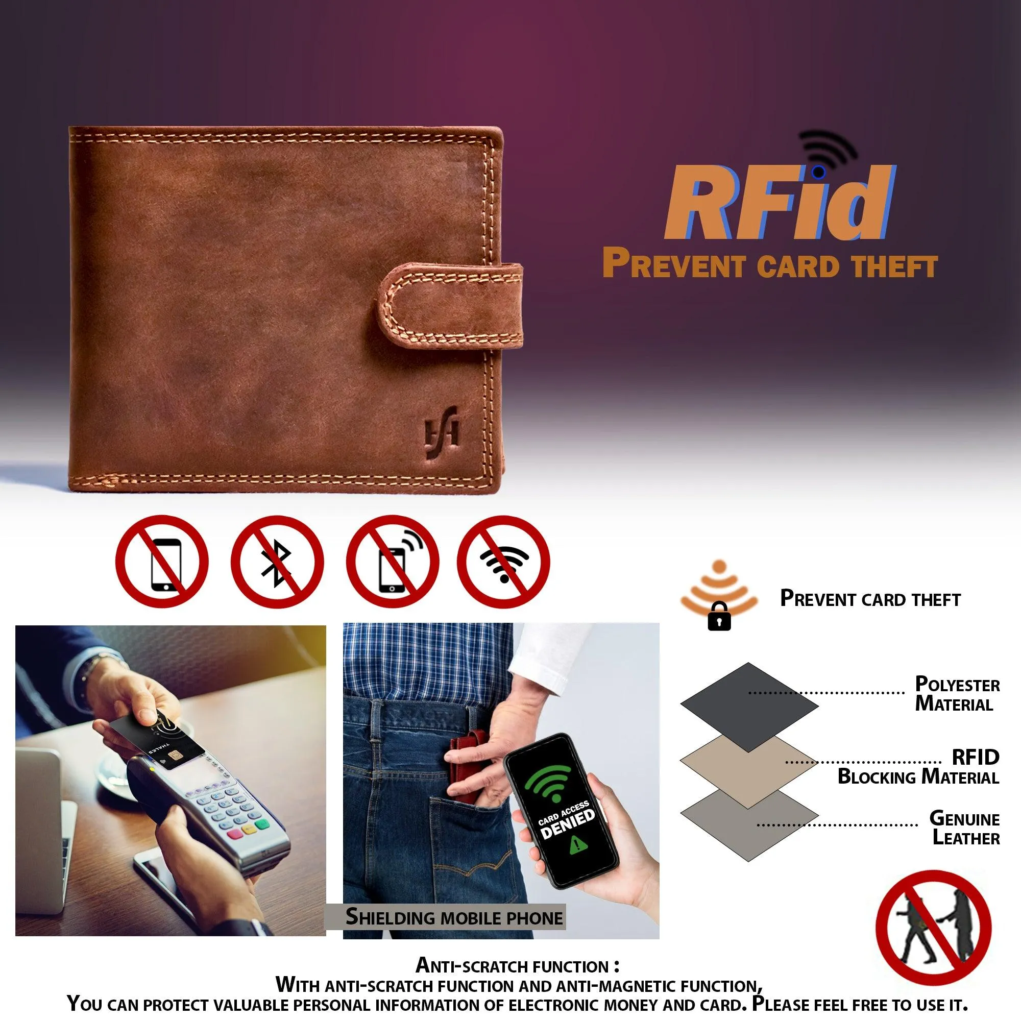Handmade Wallets for Men UK | Genuine Distressed Hunter Leather | RFID Blocking Notecase Wallet | Coins and Id Card Holder | 710 Brown