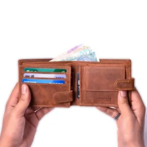 Handmade Wallets for Men UK | Genuine Distressed Hunter Leather | RFID Blocking Notecase Wallet | Coins and Id Card Holder | 710 Brown
