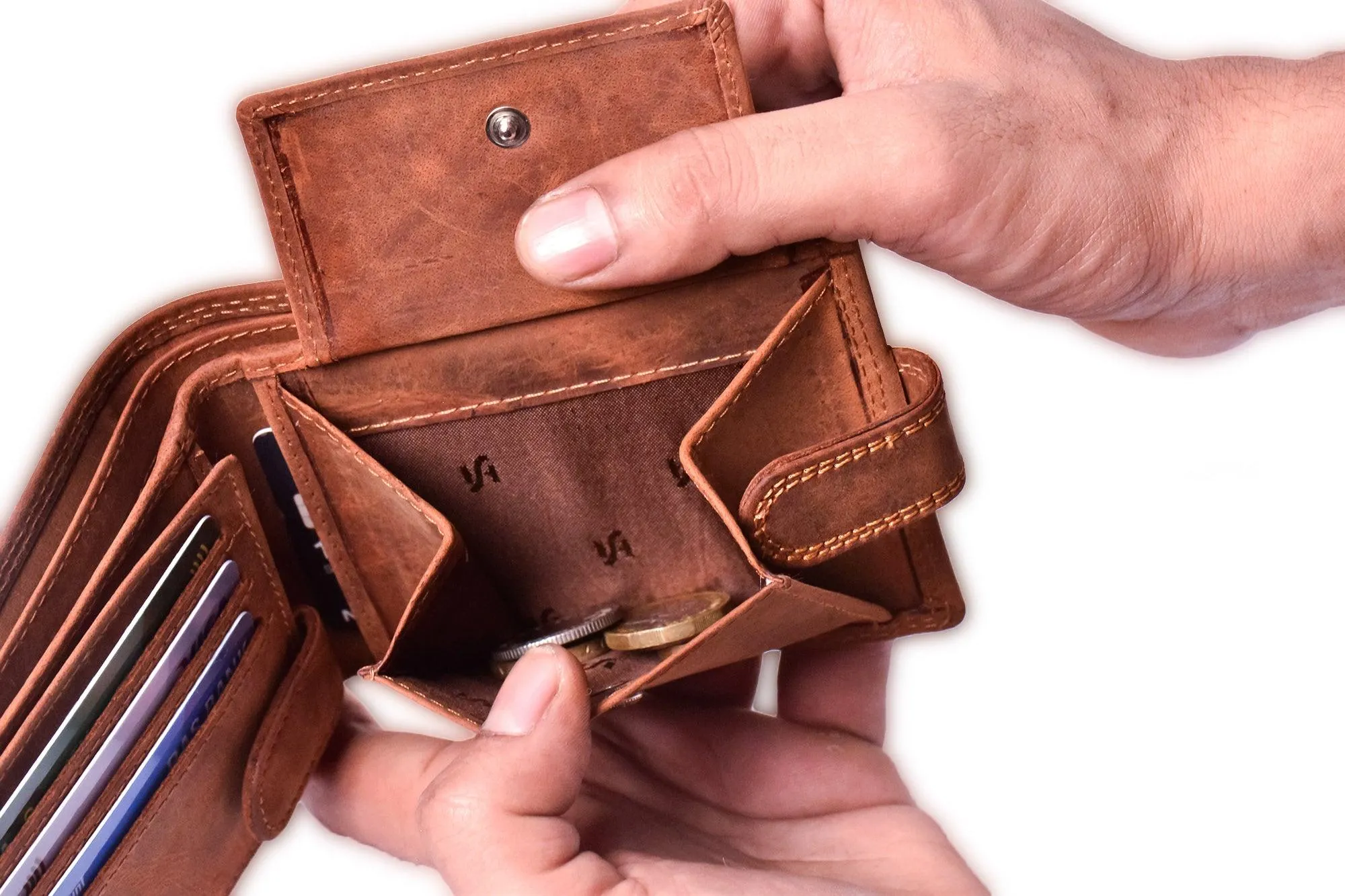 Handmade Wallets for Men UK | Genuine Distressed Hunter Leather | RFID Blocking Notecase Wallet | Coins and Id Card Holder | 710 Brown