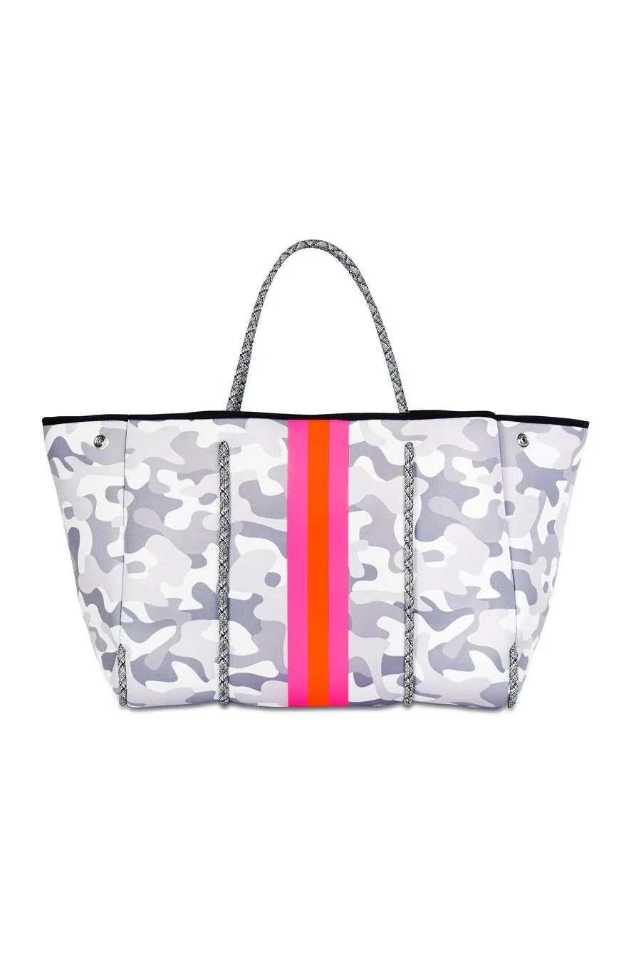 Haute Shore Greyson rise tote- white camou/pink/orange stripe