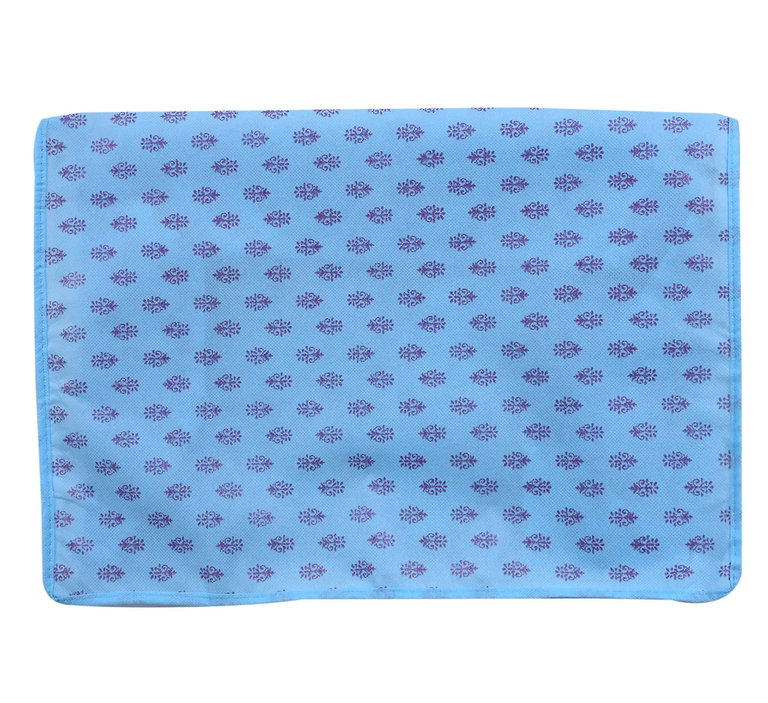 Heart Home Floral Print Non-Woven Foldable Saree Cover|Clothes Storage For Saree, Lehenga, Suit With Top Transparent, Pack of 9 (Sky Blue)