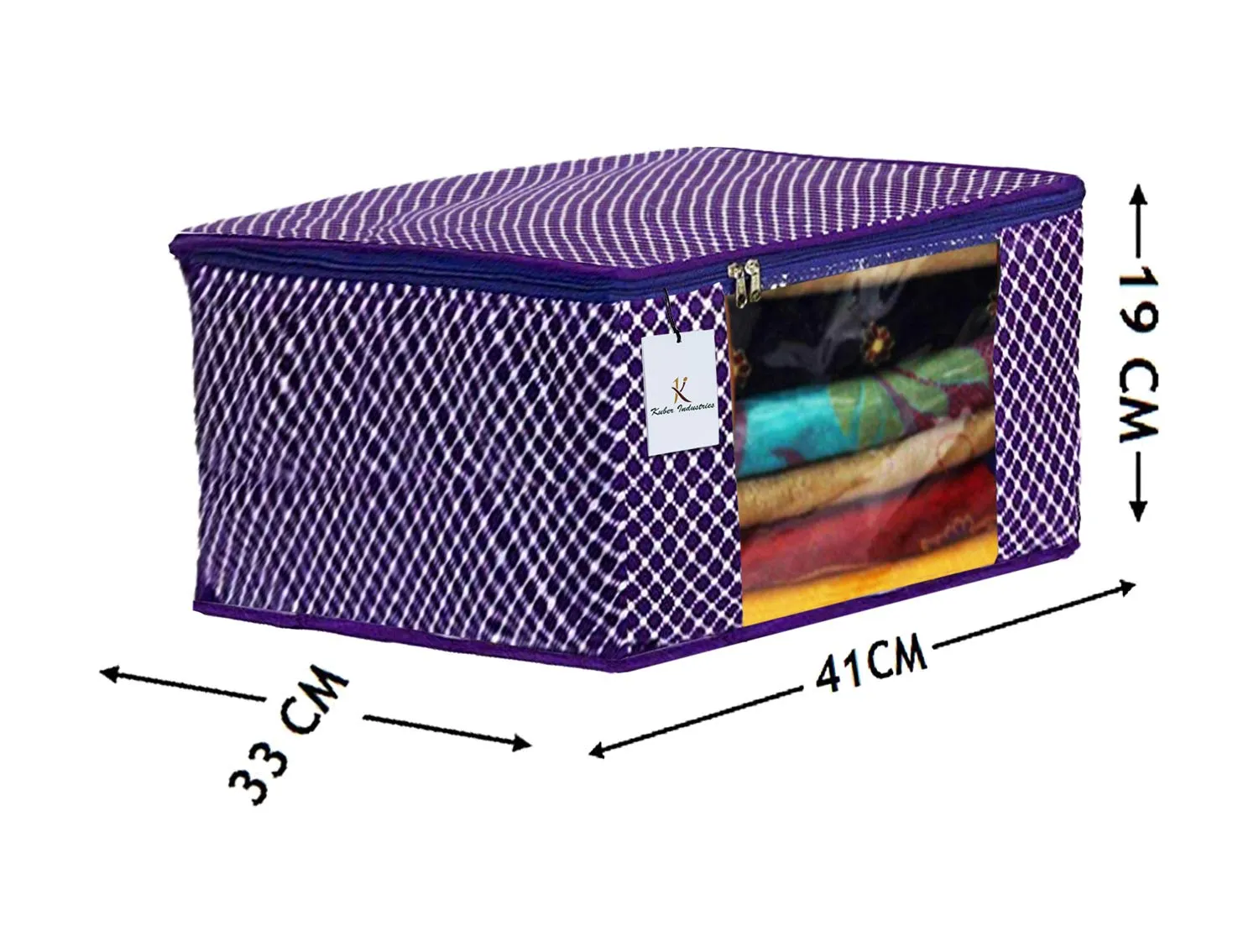 Kuber Industries Polka Dots 1 Piece Cotton 3 Layered Quilted Saree Cover (Purple) - CTKTC031011