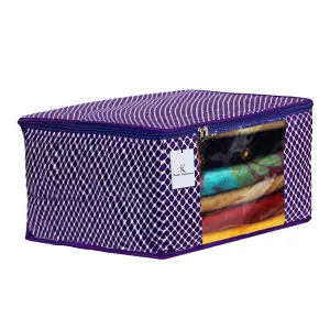 Kuber Industries Polka Dots 1 Piece Cotton 3 Layered Quilted Saree Cover (Purple) - CTKTC031011