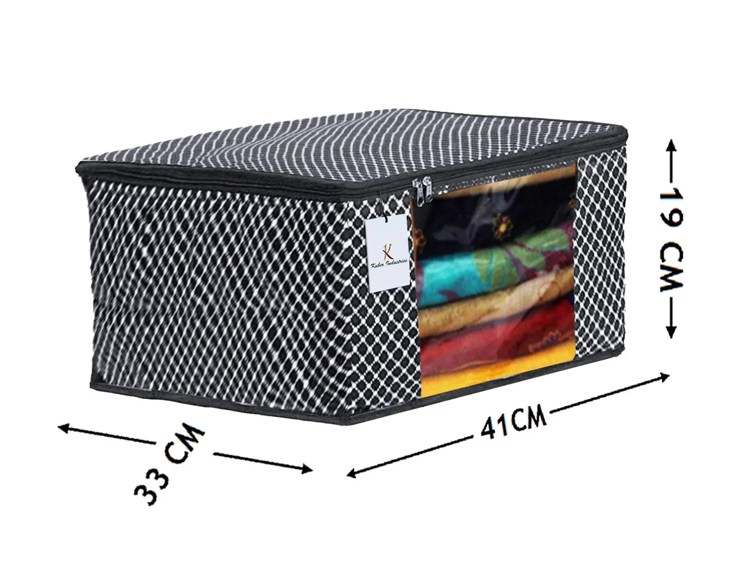 Kuber Industries Polka Dots 6 Pieces Cotton 3 Layered Quilted Saree Cover (Black) - CTKTC031065