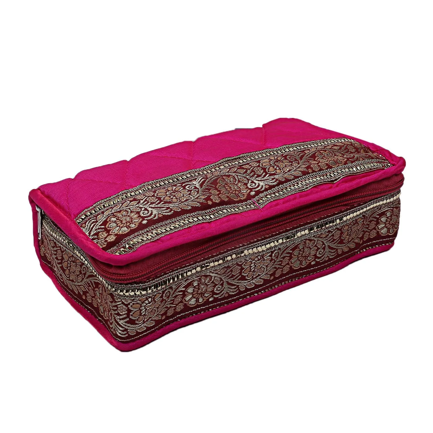 Kuber Industries Satin 2 Pieces Jewellery Kit (Pink and Maroon) -CTLTC11065, Standard