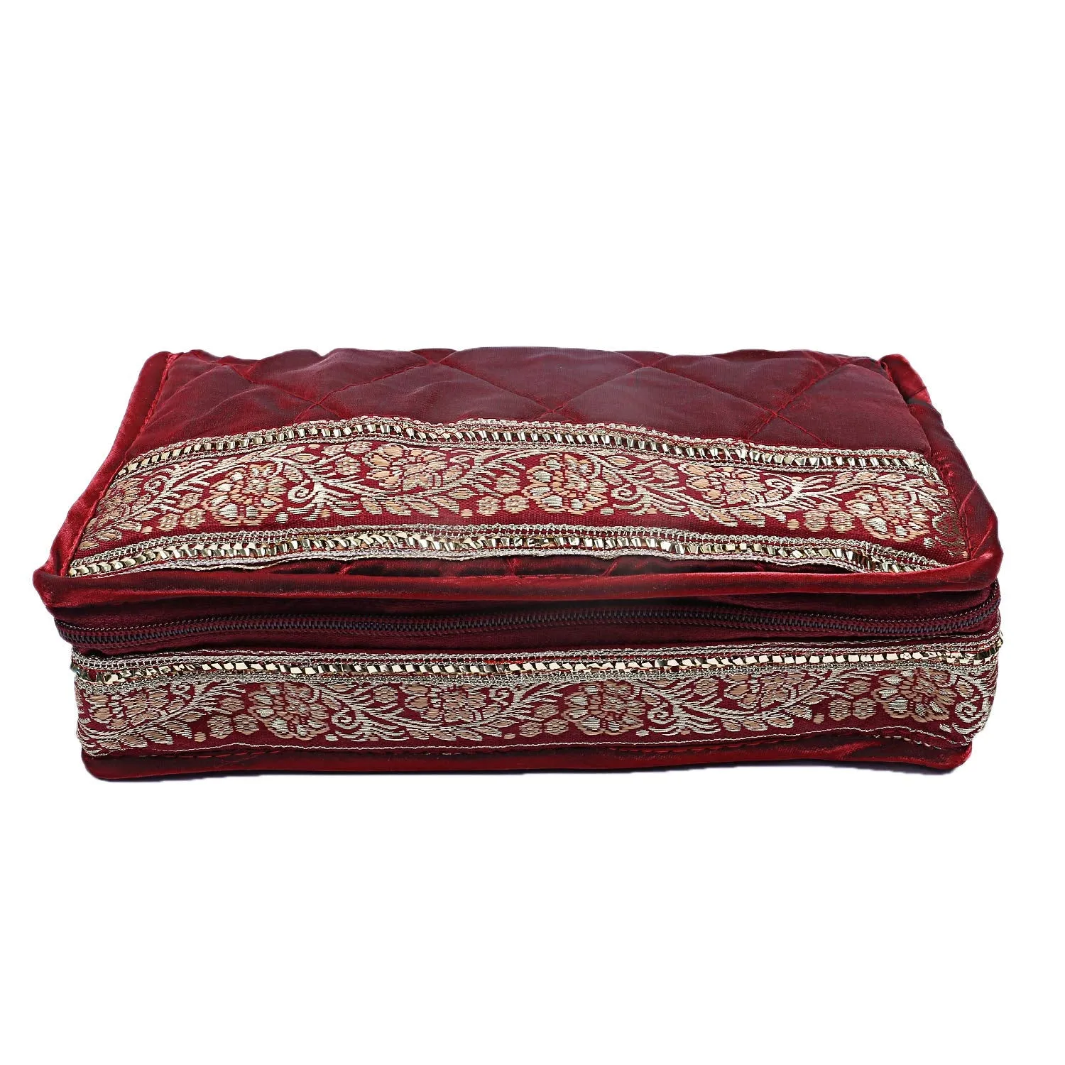 Kuber Industries Satin 2 Pieces Jewellery Kit (Pink and Maroon) -CTLTC11065, Standard