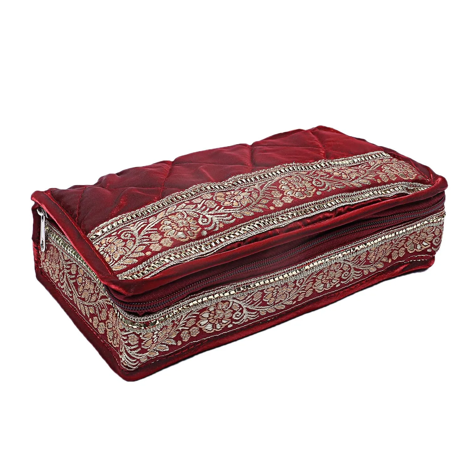 Kuber Industries Satin 2 Pieces Jewellery Kit (Pink and Maroon) -CTLTC11065, Standard