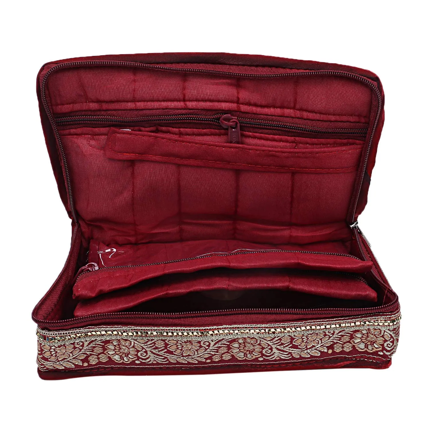 Kuber Industries Satin 2 Pieces Jewellery Kit (Pink and Maroon) -CTLTC11065, Standard