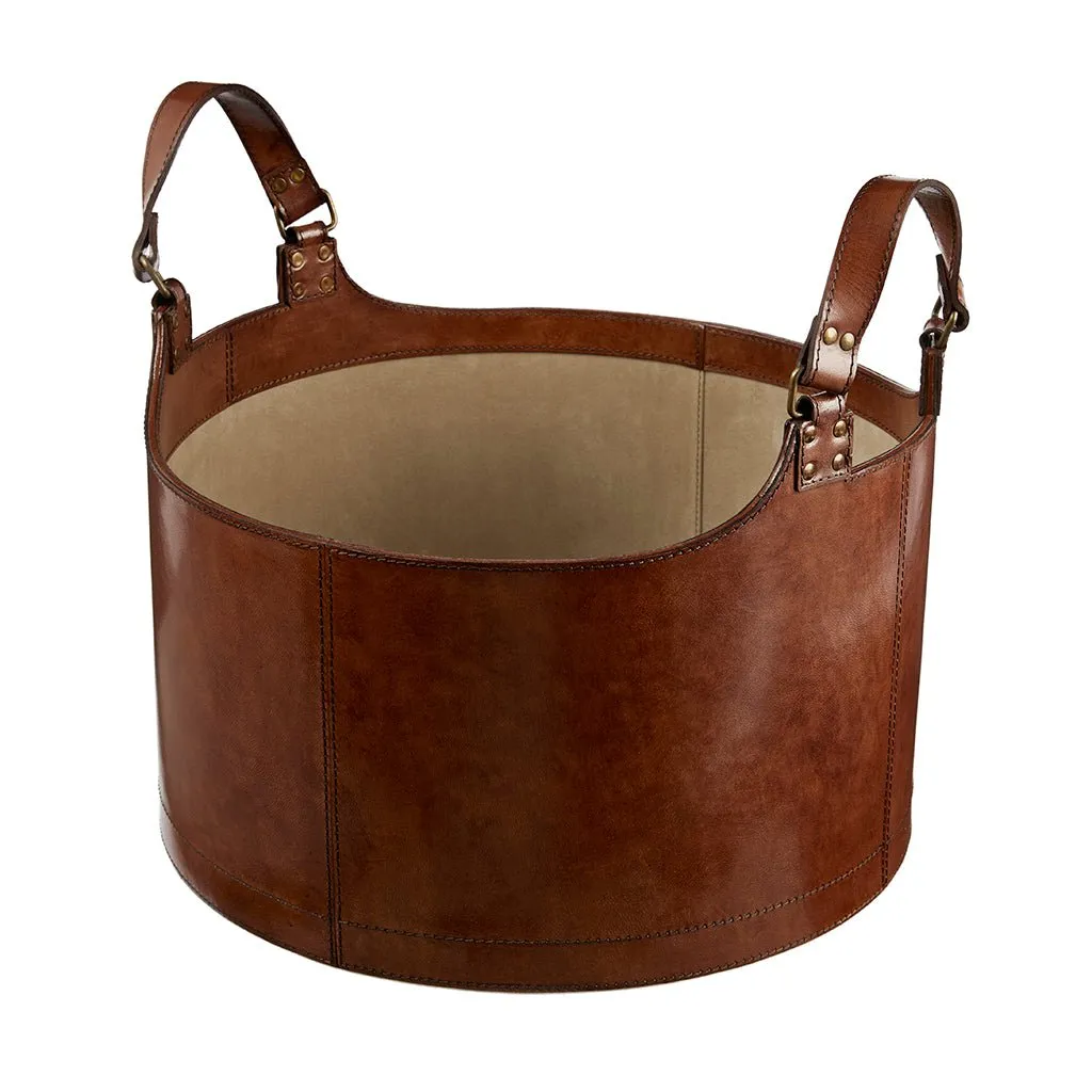 Leather Round Storage Basket
