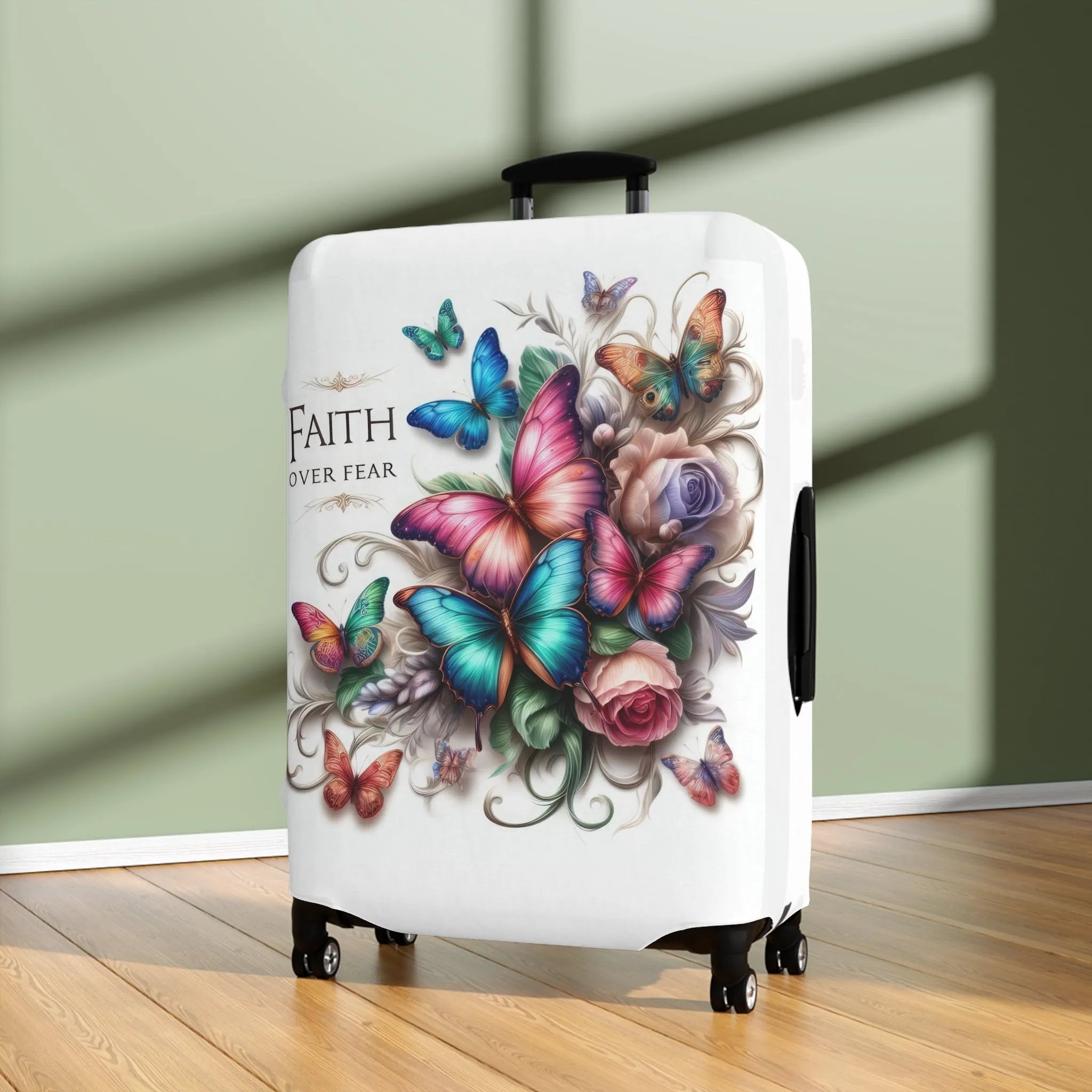 Luggage Cover, Butterflies, Faith over Fear , awd-4031