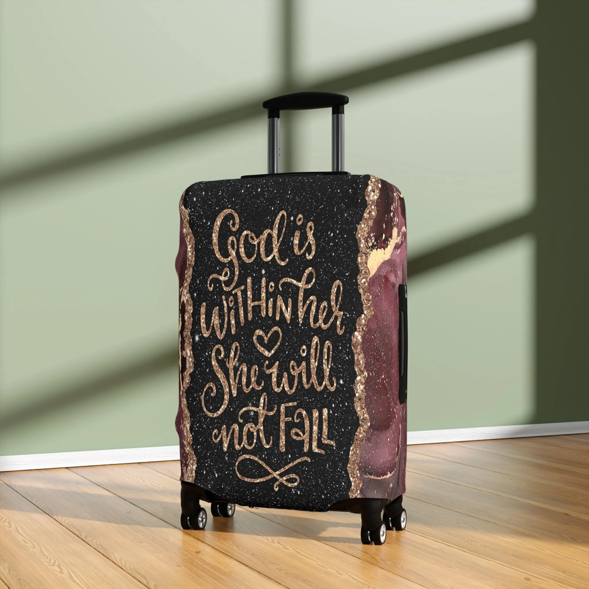 Luggage Cover, God is within her she will not fall, awd-1474
