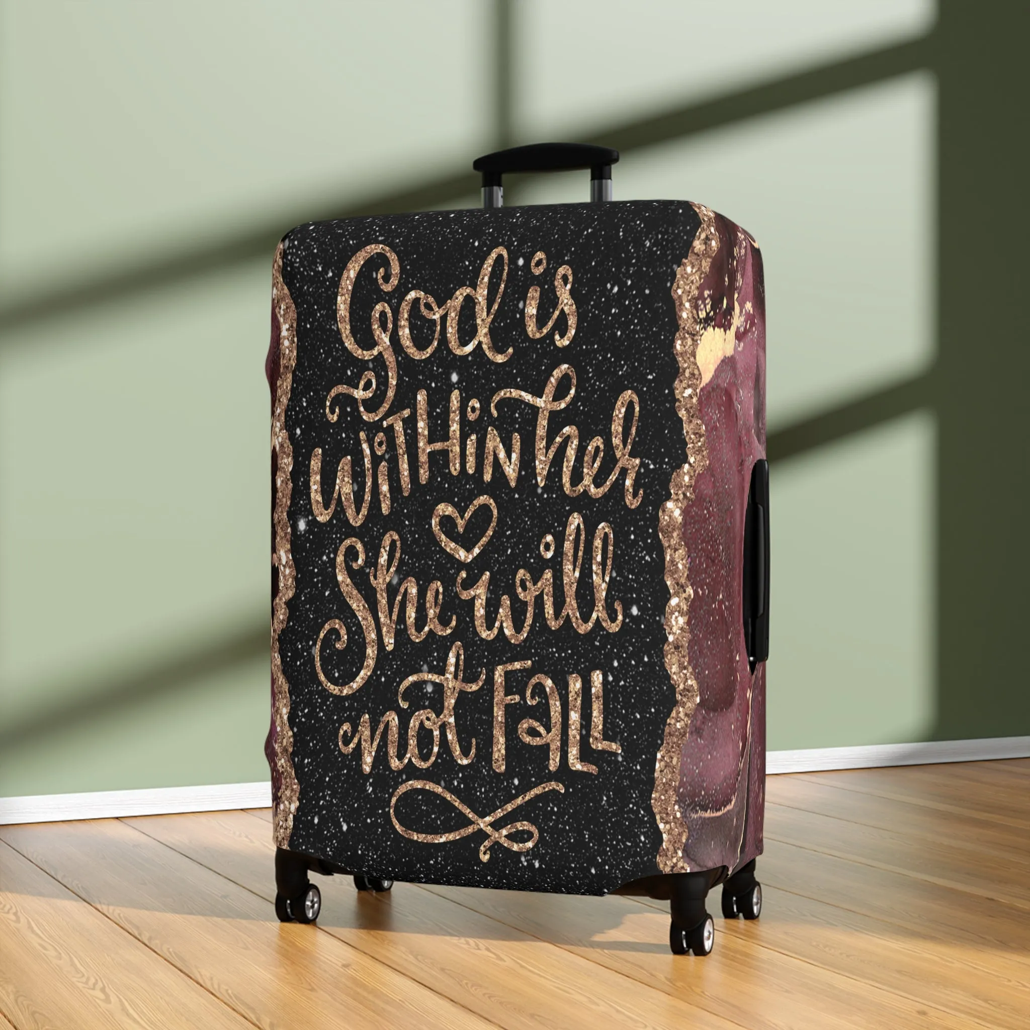Luggage Cover, God is within her she will not fall, awd-1474
