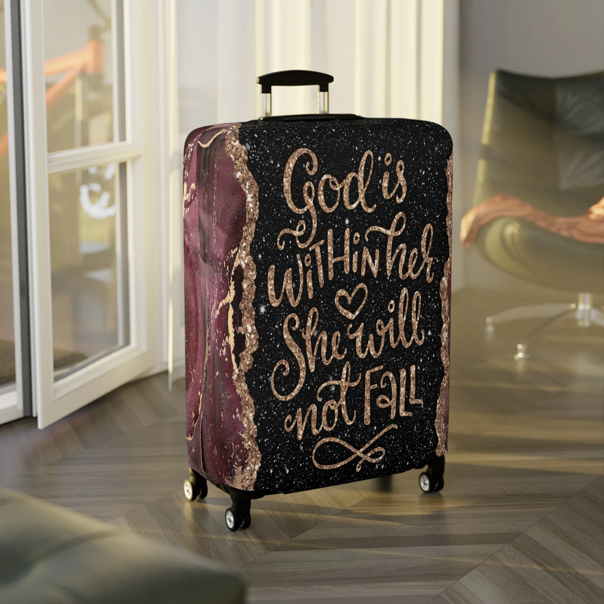 Luggage Cover, God is within her she will not fall, awd-1474