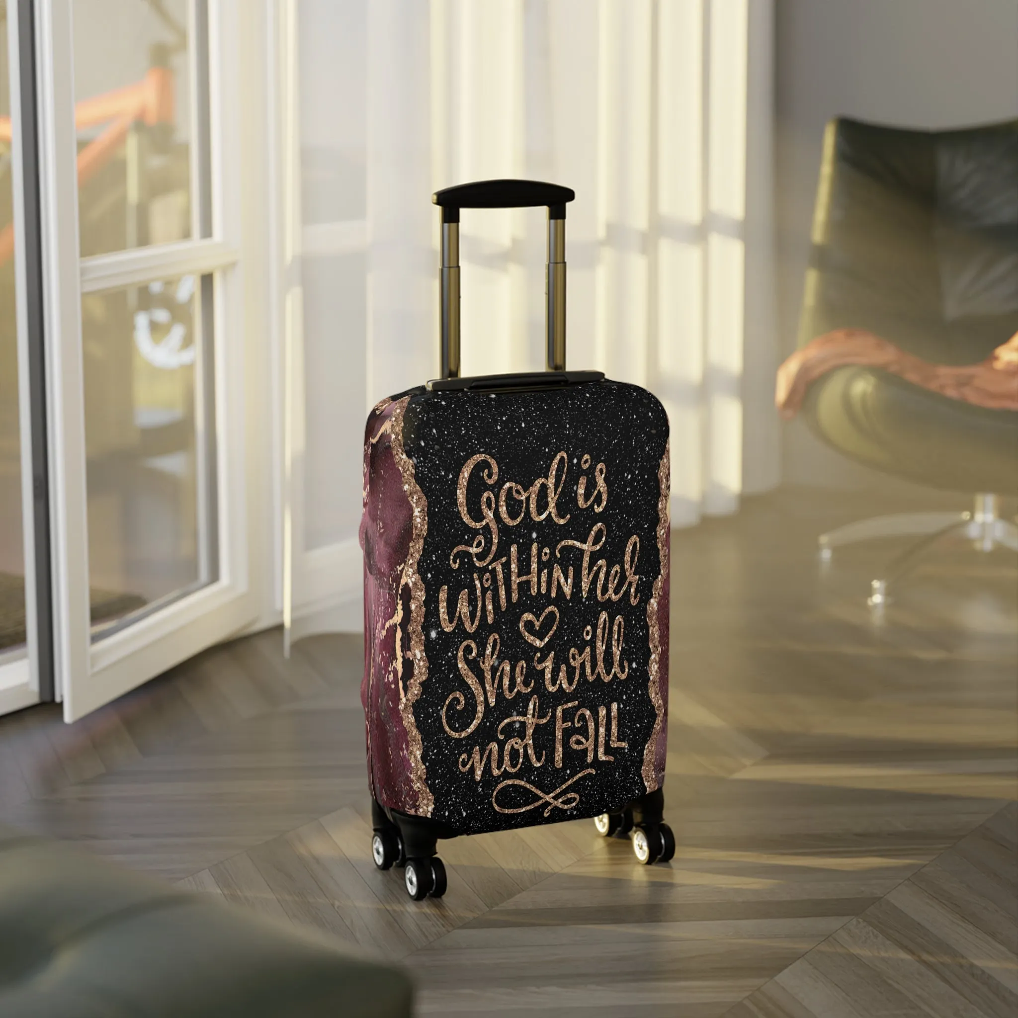 Luggage Cover, God is within her she will not fall, awd-1474