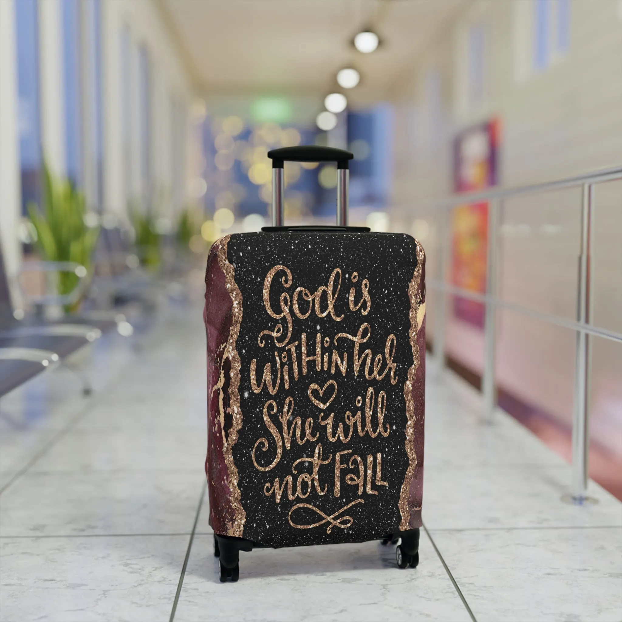 Luggage Cover, God is within her she will not fall, awd-1474