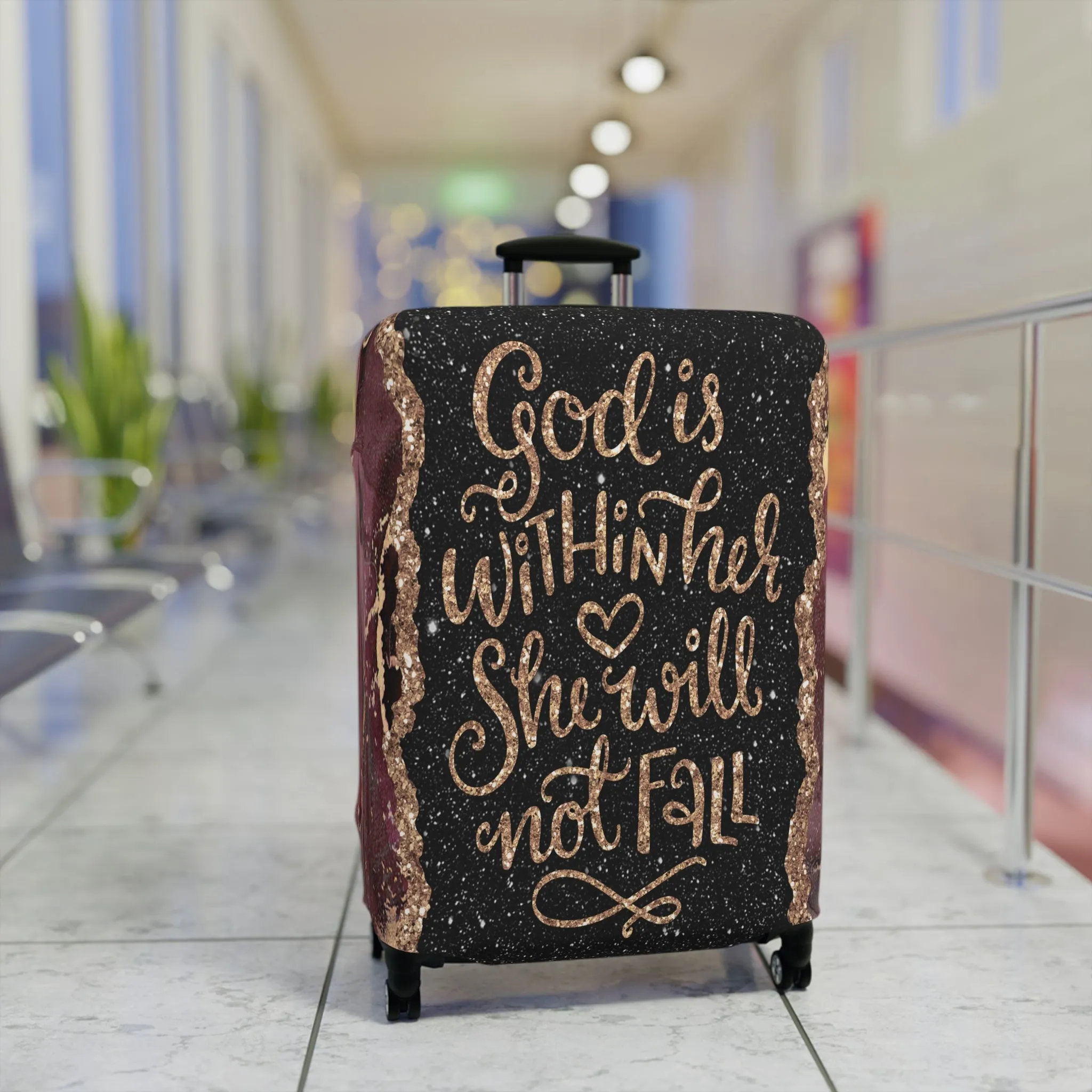 Luggage Cover, God is within her she will not fall, awd-1474
