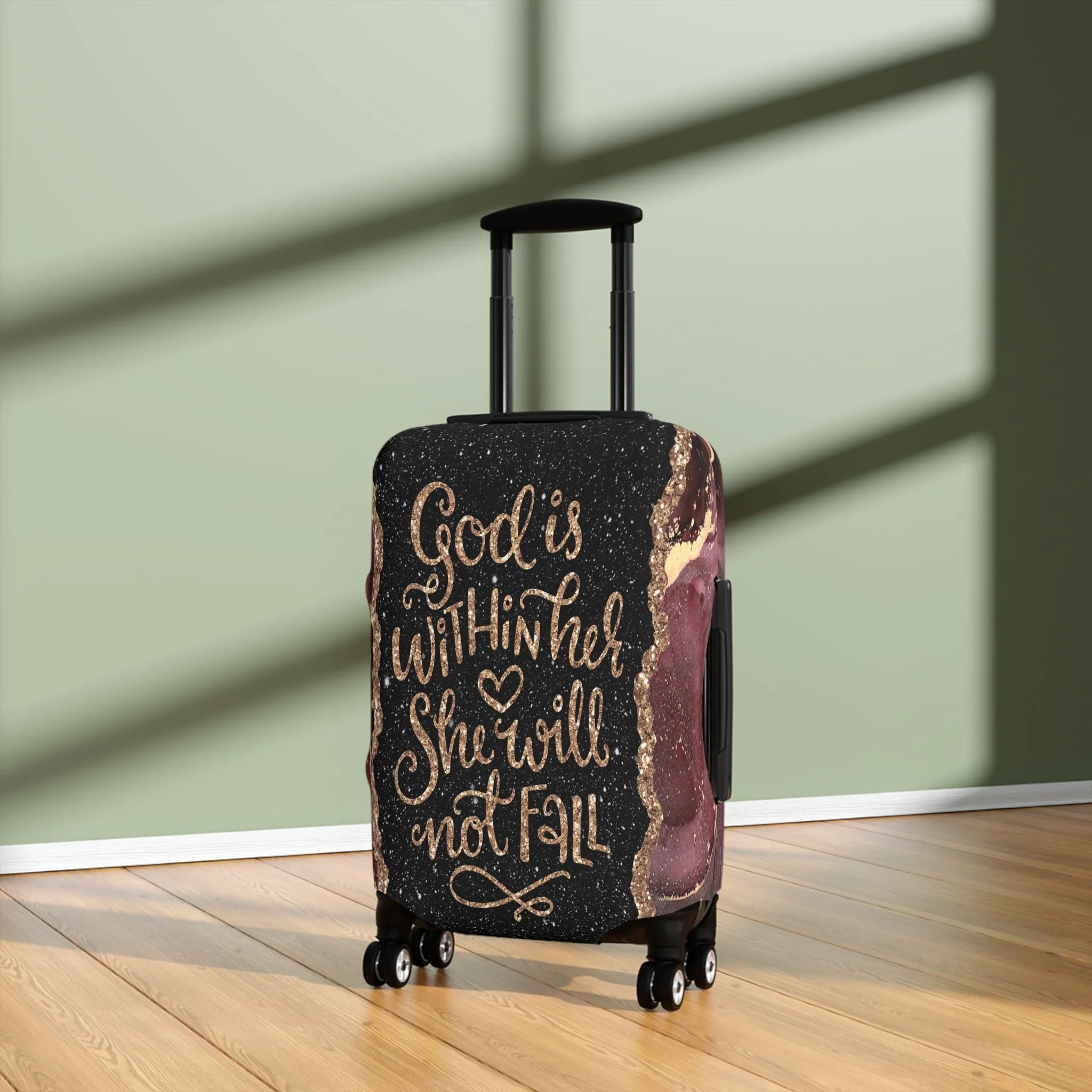 Luggage Cover, God is within her she will not fall, awd-1474