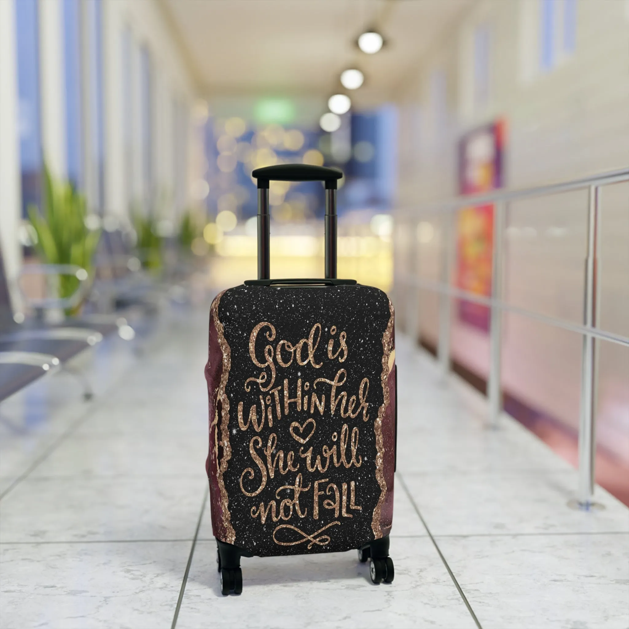 Luggage Cover, God is within her she will not fall, awd-1474