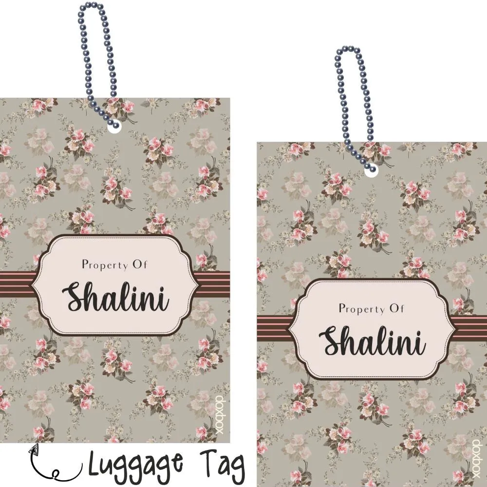 Luggage Tag - Grey floral