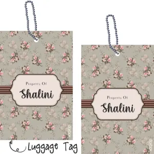 Luggage Tag - Grey floral