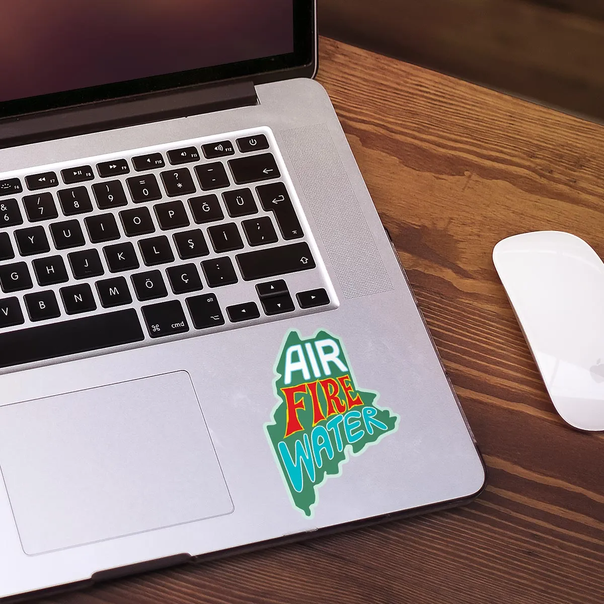 Maine Air Fire Water Die Cut Vinyl Sticker