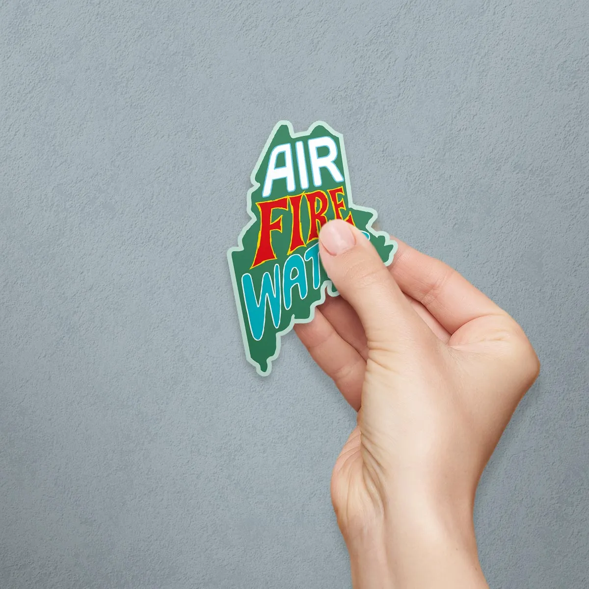 Maine Air Fire Water Die Cut Vinyl Sticker