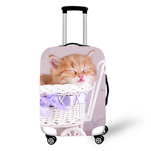 Meng pet small animals print travel luggage suitcase protective cover stretch waterproof portable luggage covers rain cover