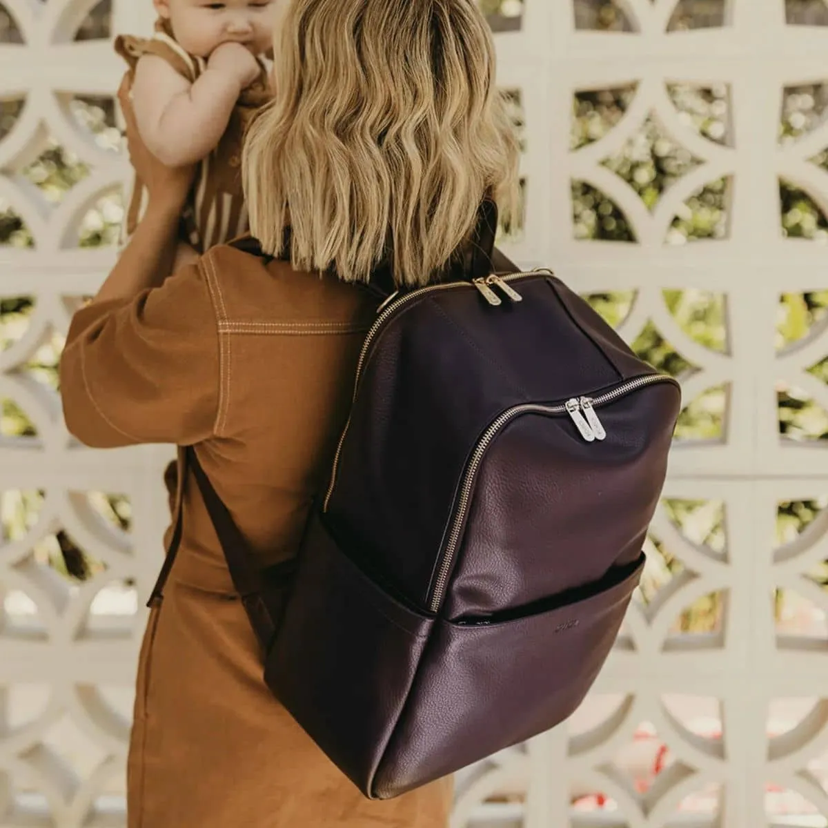 OiOi Vegan Leather Multitasker Nappy Backpack - Mulberry